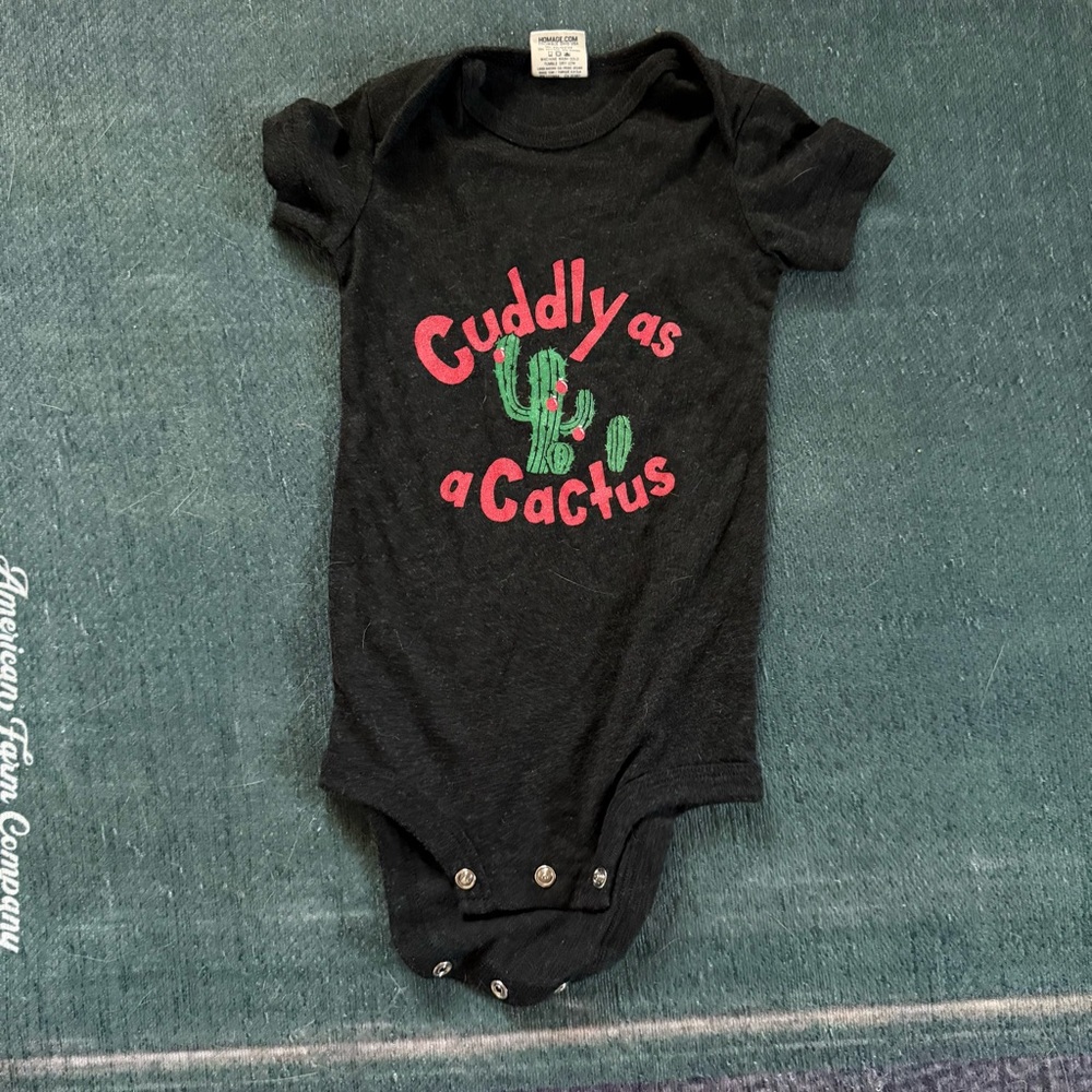 HOMAGE Black Cuddly Cactus Kids Bodysuit